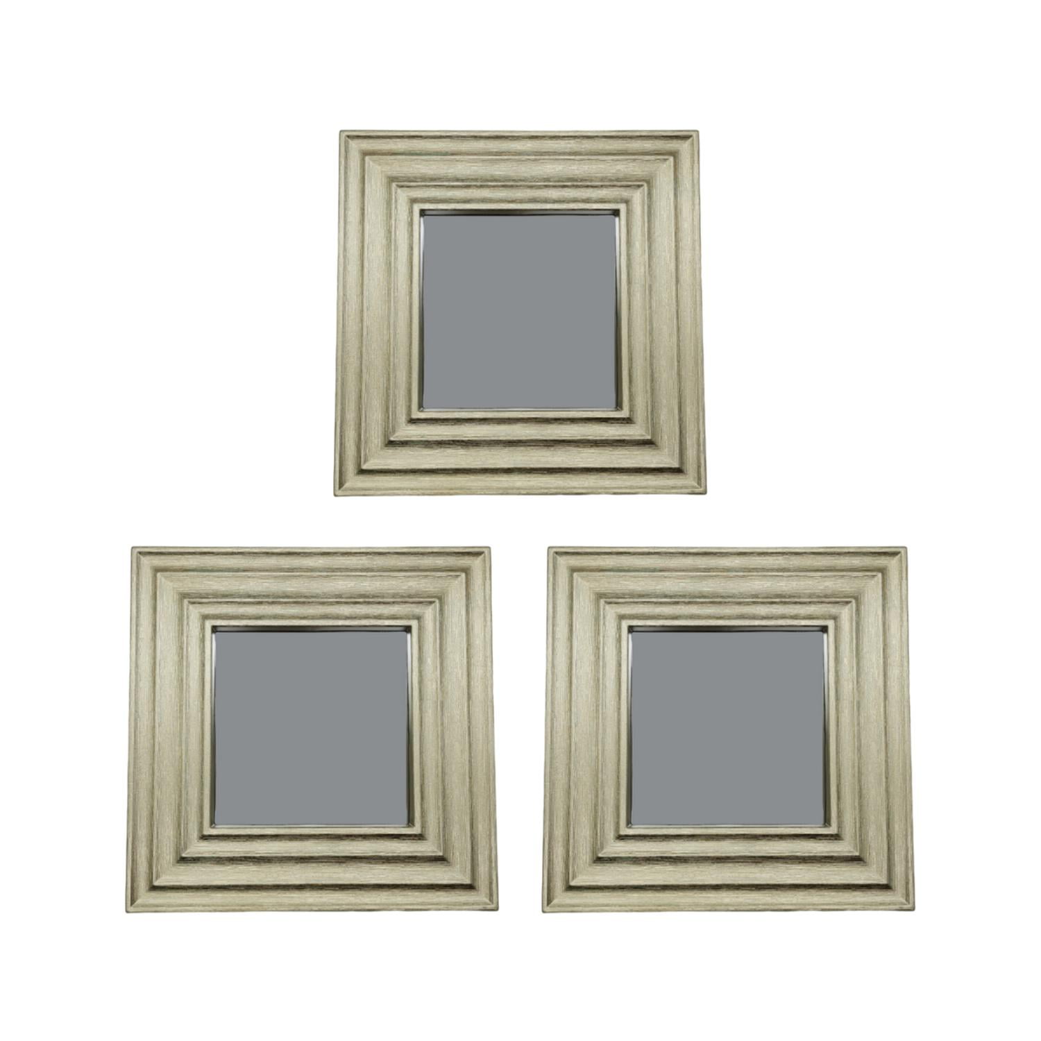 Fliperex - Set 3 Marcos De Espejos Cuadrados Dorados Para Decorar Hogar Dorado