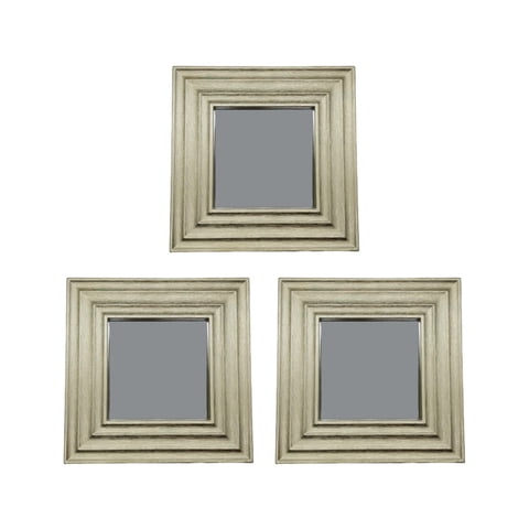 Fliperex - Set 3 Marcos De Espejos Cuadrados Dorados Para Decorar Hogar