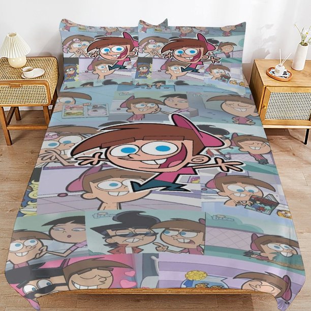 The Fairly Oddparents Bedding Sets Ultra Soft Skin-Friendly Duvet Cover 3 Piece, Cute Comforter Cover Bed Set for Boys Girls Kids