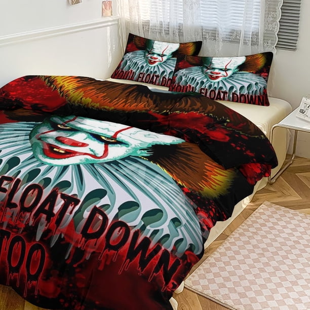 Pennywise Print Bedding Set Pattern Duvet Cove Set 3 Pieces 1 Quilt Cover And 2 Pillowcases for Women Men Teens