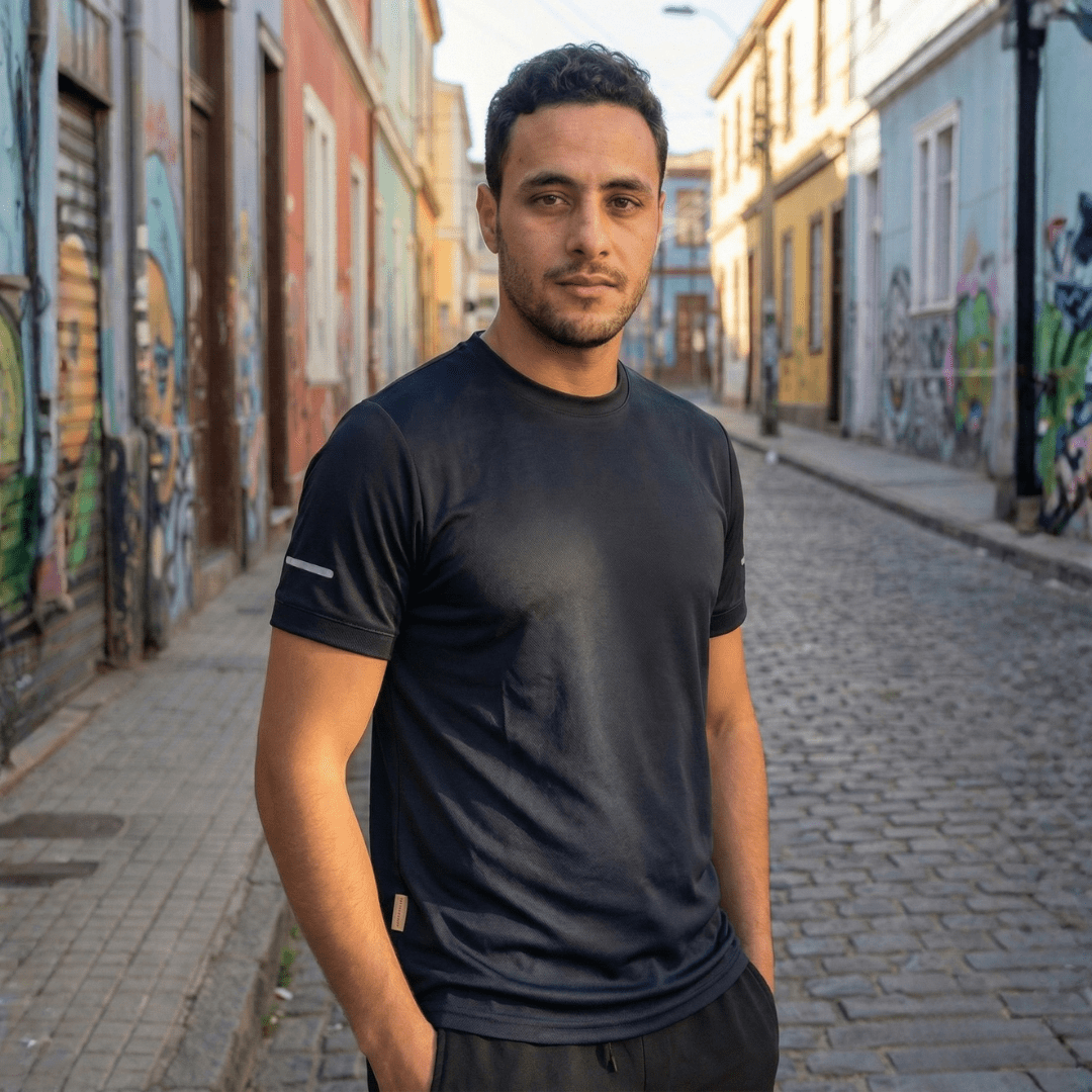 T-world - Polera Secado Rápido Hombre M/corta Antibacterial Reflectiva Azul