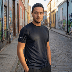 T-World - Polera Secado Rápido Hombre M/Corta Antibacterial Reflectiva Azul