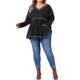 thumbnail image 2 of Agnes Orinda Conjuntos de Halloween Blusa de Talla Grande para Mujer con Costura en Contraste Cuello en V Peplum Top de Punto Waffle Manga Larga Suave Casual Otoño Invierno Blusa Babydoll 3X Negro, 2 of 6
