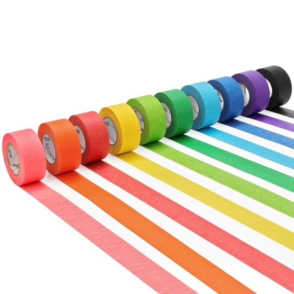 Cinta adhesiva de colores SkyTogether de 2,54 cm de ancho con forma de arcoíris, 10 rollos