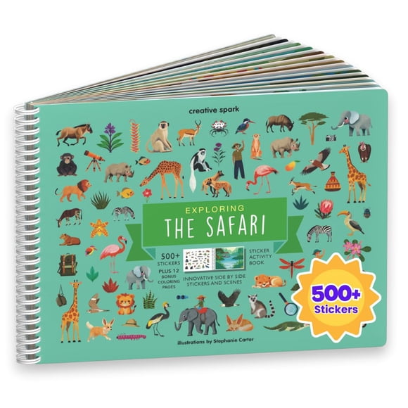Libro de pegatinas Cupkin Safari Animal con más de 500 pegatinas para niños