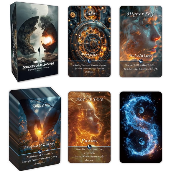 Juego de 68 cartas de Oracle Cards Yin y Yang Karma Connection