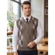thumbnail image 5 of INSPIRE CHIC Chaleco de Punto Clásico sin Mangas para Hombre con Cuello en V y Diseño de Rombos S Marrón, 5 of 6