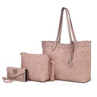 Set De 3 Piezas Mkf Collection - Mariahna, Bolso Tote Para Compras, Bolso Cruzado Y Billetera A Juego Para Mujeres - Rosa