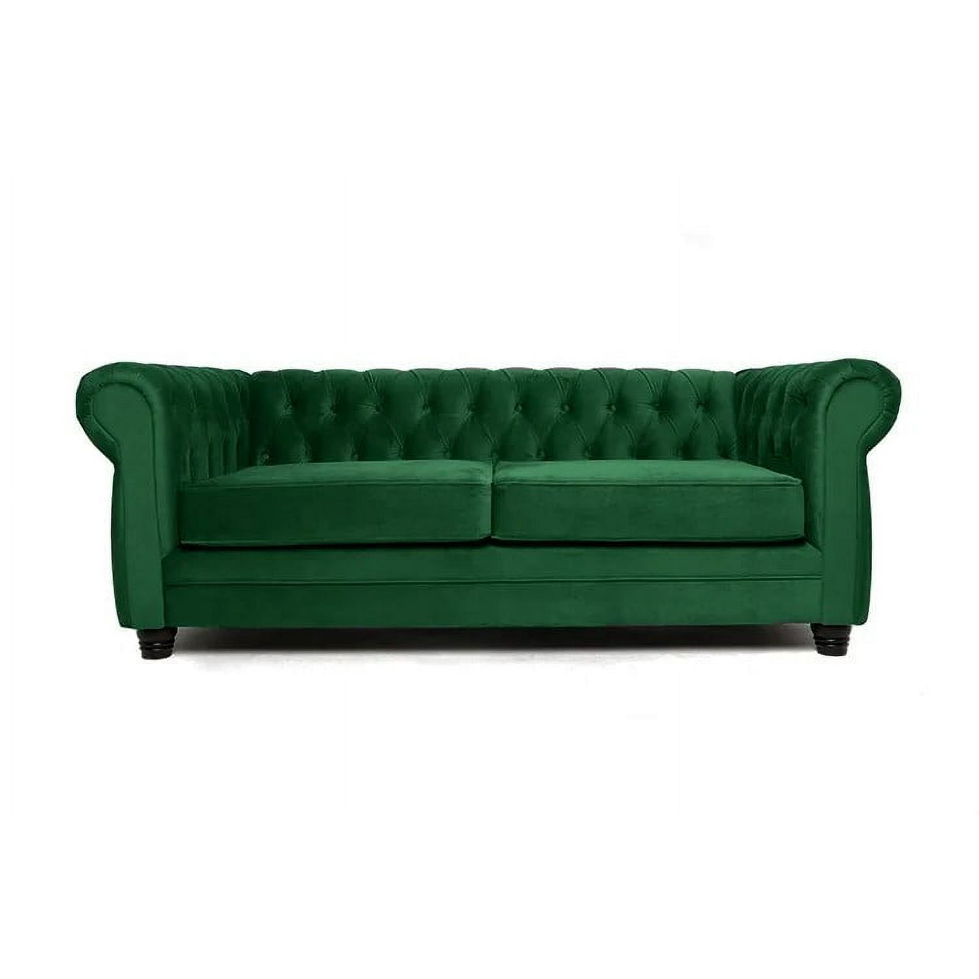 Barra Design - Sofá Chesterfield 3c Felpa Verde