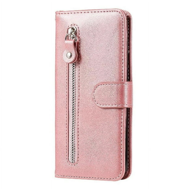 Funda con Cremallera para Samsung Galaxy A21S, Carcasa Cartera de Cuero PU con Soporte y Tarjetero