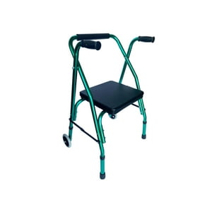 Glomed - Andador Burrito Ortopédico Plegable Con Ruedas Y Asiento Verde Oscuro