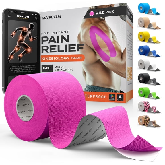 Cinta de Kinesiología WINIOM 5 cm × 5 m Impermeable Rosa