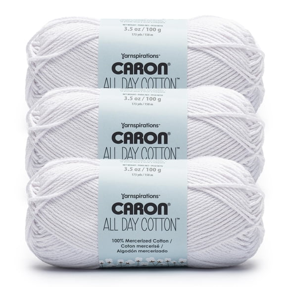 Algodón para todo el día de Yarn Caron, 100% algodón mercerizado, 158 m, 100 g