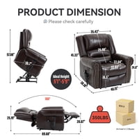 M&Ms - Power Lift Recliner Chair Heat Massage Dual Motor Infinite Position Up To 350 Lbs, Faux Leather, Heavy Duty Motion Mechanism With Usb Ports, Brown