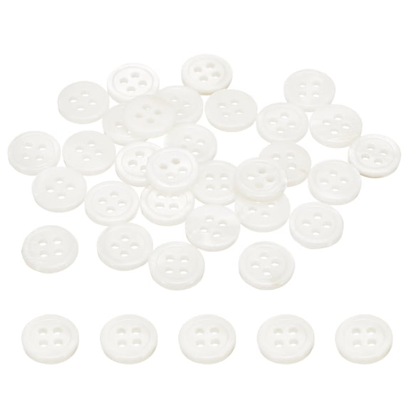 Uxcell 30 Piezas Botones de Nácar de 10mm, 4 Agujeros MOP Botones de Concha de Perla Natural para Coser Ropa Abrigo Trajes Camisa Decoración de Manualidades DIY, Blanco