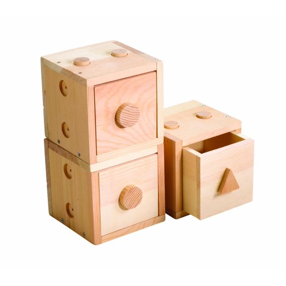 Cajas Click de madera roja para herramientas con cajones