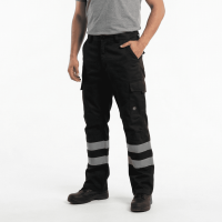 T-World - Pantalón Cargo Gabardina Con Cinta Reflectante Hombre Negro