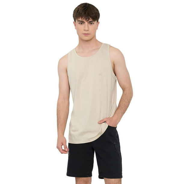 Polera Hombre Lisa Sin Mangas Ecru Corona