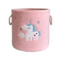 Estilodomus - Canasto Infantil Estilo Unicornio De Felpa Cesto Ropa Sucia Rosado