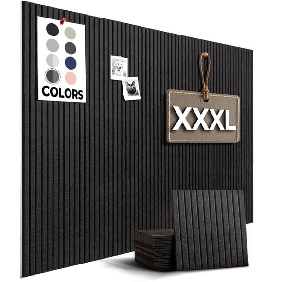 Tablero de fieltro WallHero 150 cm × 91 cm, negro (juego de 15 piezas)