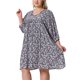 thumbnail image 4 of Agnes Orinda Vestido de Verano Talla Grande para Mujeres Escuelas Universidades Vestido Midi Flowy con Cordón en el Cuello en V Babydoll Sundress 3X Azul Marino, 4 of 6