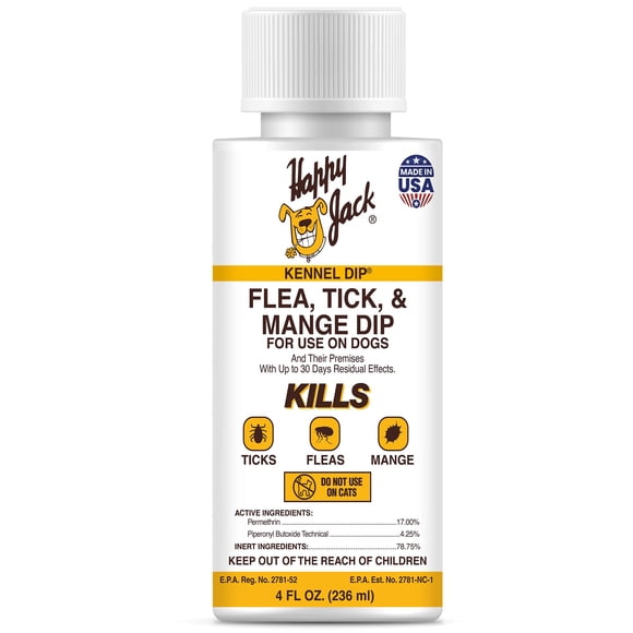 Tratamiento antipulgas y garrapatas para perros Happy Jack Baño para perreras 236 ml