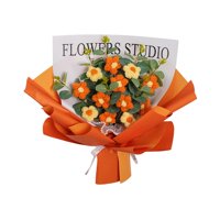 Magideal - Ramo De Flores De Ganchillo Ramo De Punto Hecho A Mano Precioso Creativo Almacenado Durante Mucho Tiempo Ramo Tejido A Mano Para Accesorios Fotográfic Naranja