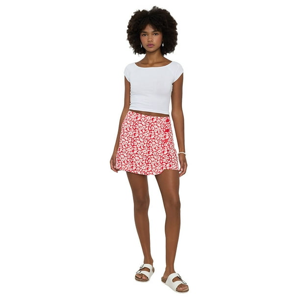 Skort Mujer Lino Lazo Lateral Rosado Corona