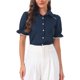 thumbnail image 1 of INSPIRE CHIC Blusa Vintage con Cuello Peter Pan para Mujer 2023 Camisa de Manga Corta con Botones XL Azul Marino, 1 of 6