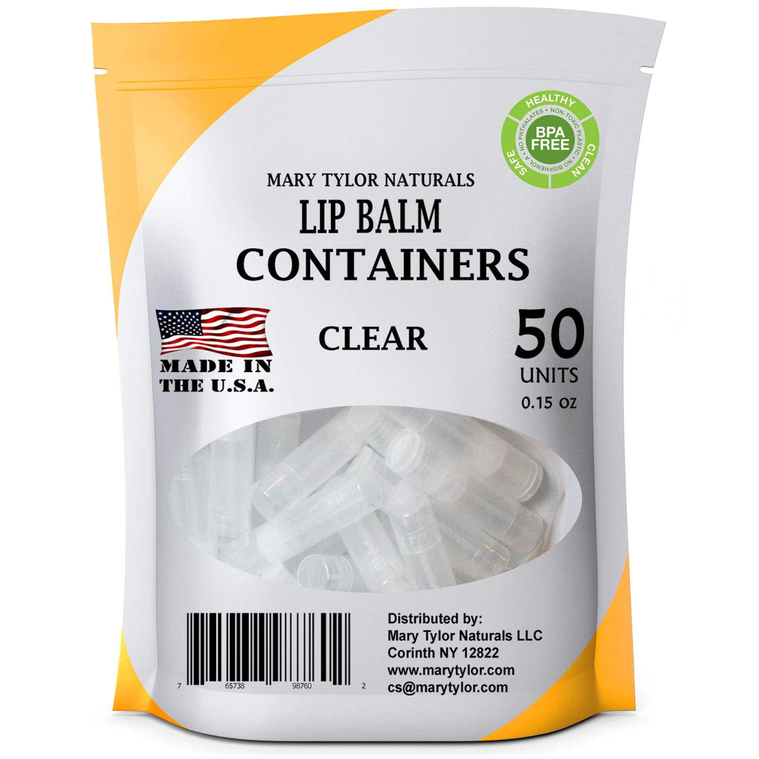 Envases De Bálsamo Labial Mary Tylor Naturals 50 Clear, 4,5 Ml, Ee. Uu.