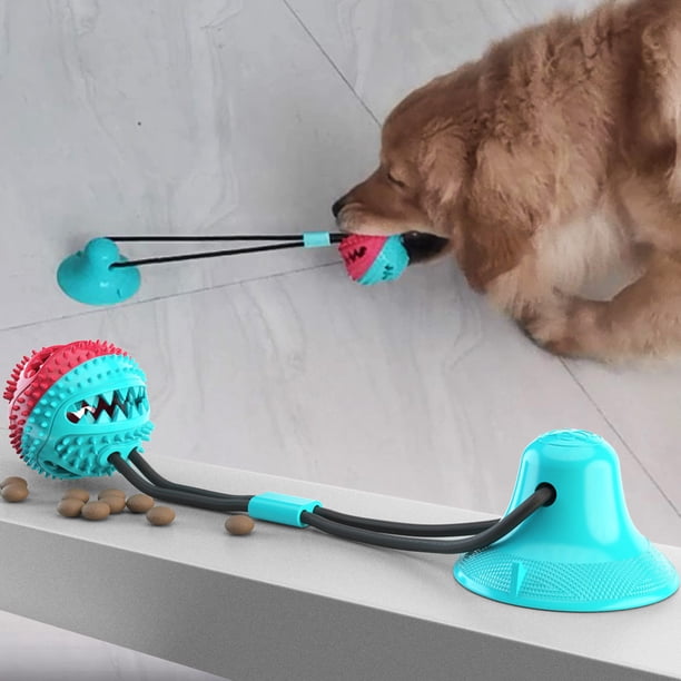 Pet Molar Bite Toy, Durable Dog Tug Rope Ball Toy With Suction Cup Dog Teeth Cleaning Treats