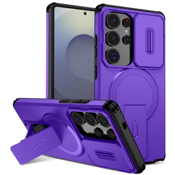 Funda para Samsung Galaxy S25 Ultra 5G 6.9" con Soporte Plegable Invisible, Carga Inalámbrica Magnética MagSafe, Carcasa Deslizante para Cámara, a Prueba de Golpes y Caídas, Funda Protectora Resisten