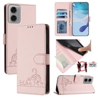 Funda Tipo Cartera Foxdock Para Motorola Moto G24 4G/Moto G04 4G Con Soporte, Ranuras, Rfid, Diseño De Gato