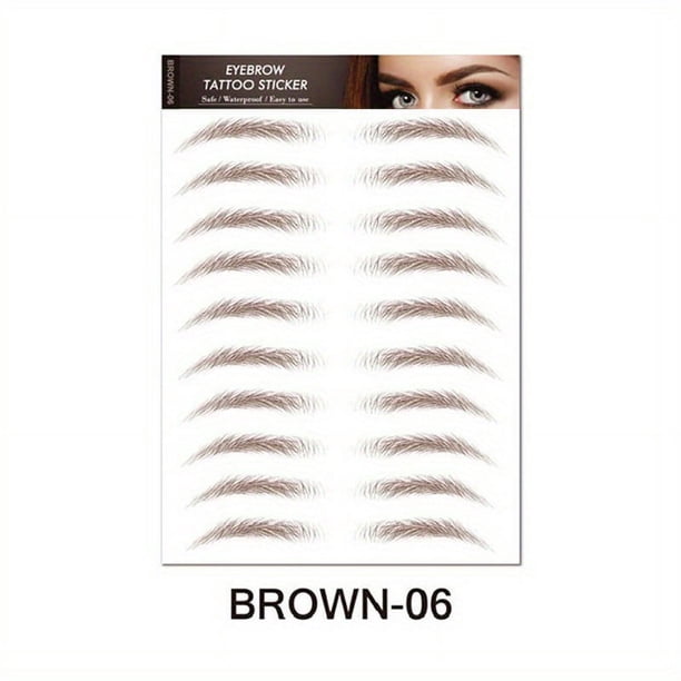 6D Eyebrow Tattoos Stickers Makeup Long Lasting Black Brown Eyebrow Sticker Hair-Like Waterproof Natural Fake Eyebrow Stickers For Brow Grooming Shaping
