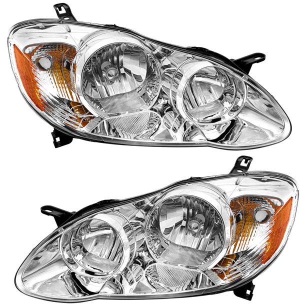 Par de faros TopAutoGear para Toyota Corolla 2003‑2008, lente clara y carcasa cromada