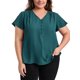 thumbnail image 1 of GRACE & GRANDEUR Blusas de Mujer Tallas Grandes para Escuela y Universidad Cuello en V con Volantes Manga Corta Plisada Decoración de Botones Ajuste Suelto Casual 4X Verde Azulado, 1 of 7
