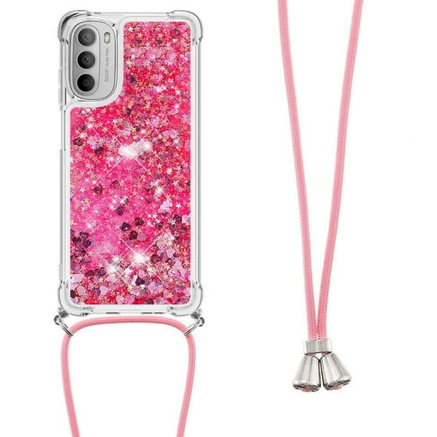 Funda FOXDOCK para Motorola Moto G 5G 2022 con Cuerda Ajustable, Brillo Líquido, Protección Antigolpes y Lente – Ideal para Regalo
