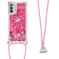 Funda Foxdock Para Motorola Moto G 5G 2022 Con Cuerda Ajustable, Brillo Líquido, Protección Antigolpes Y Lente – Ideal Para Regalo