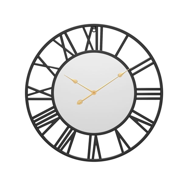 Reloj Silencioso Decoración Números Grandes Pantalla de 12H Funciona con Pilas Redondo para Baño Sala de Estar Cafés Niños Niñas Ancianos , Negro