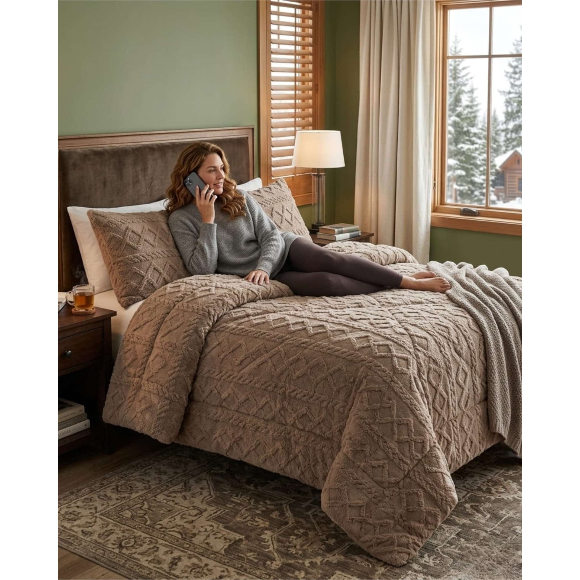 Todo Para El Hogar - Plumón Térmico Trenzas De Terciopelo King