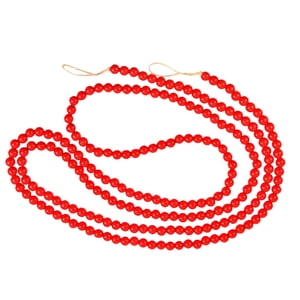 Bothyi - Guirnalda De Cuentas De Madera De Navidad Para Decoración Del Hogar Para Ventana, Chimenea De Vacaciones, Rojo, 142 Cm