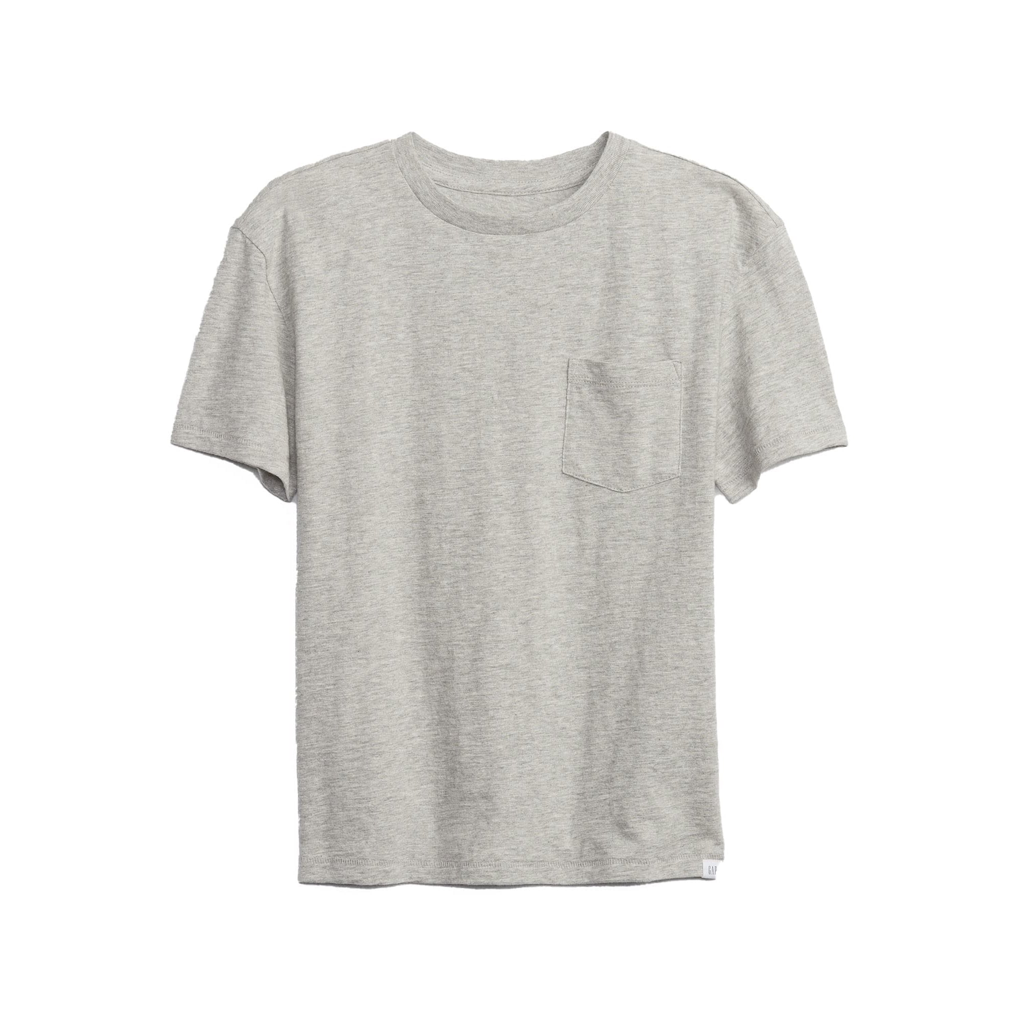 Camiseta Gap Pocket Crew Light Heather Grey Para Niños, Talla S
