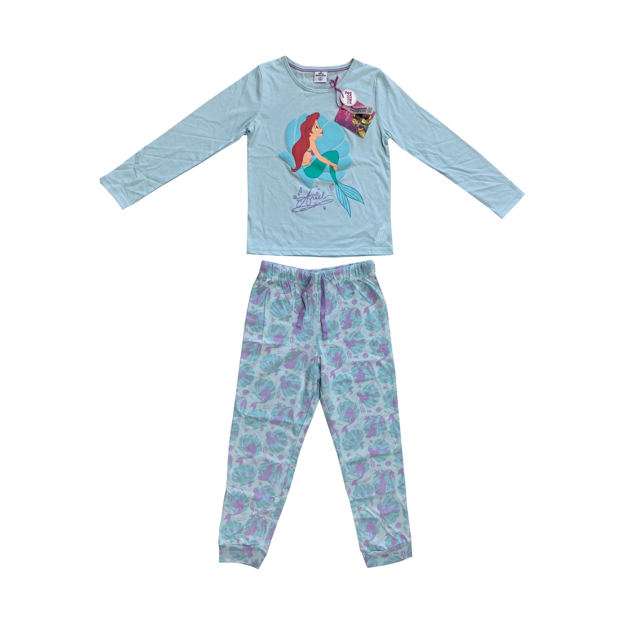 Disney Princesas - Pijama Niña Princesas Celeste Talla 6