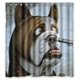 thumbnail image 1 of Cortina de ducha con diseño de bulldog con pistola, juego de cortinas de baño con ganchos, tamaño 66 x 72 pulgadas, 1 of 3