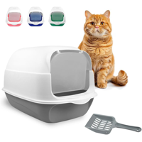 Genérico - Arenero Grande Cerrado Para Gato Antiolores Tapa Pala Filtro Color Gris Oscuro