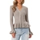 thumbnail image 1 of INSPIRE CHIC Cárdigan Suéter para Mujeres de Regreso a Clases Cuello en V Dobladillo con Volantes Plisado Abotonado Casual Manga Larga Abierto al Frente Suéteres XL Camel, 1 of 6