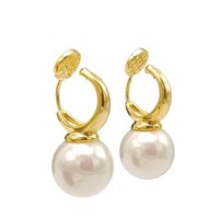 Elbauldejuma - Aros Perla Chapado En Oro 18K Earcuff Sin Perforacion