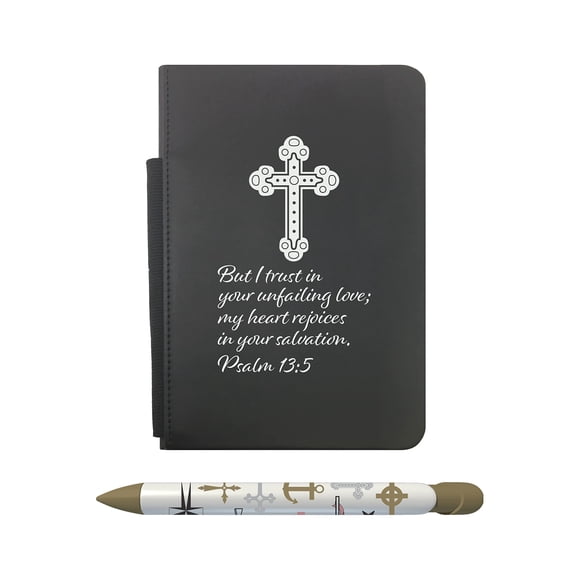Set de regalo con bolígrafo de felicitación Salvation con cuaderno de 5 x 8,25 y bolígrafo