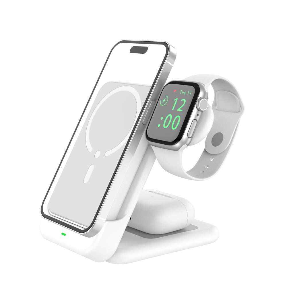 Genérico - 4 En 1 Cargador Inalámbrico Y Banco De Energía Para Magsafe Estación De Carga Rápida Magnética Batería Portátil Para Iphone 16 15 14 13 Iwatch-blanco