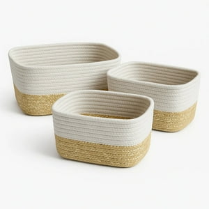 Estilodomus - Set 3 Canasto Organización Cuerda Y Fibra Naturales Canasta